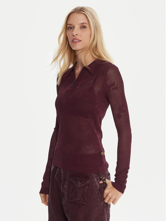 G-STAR G-Star Raw Bluza Pointelle D26657-B754 Bordo rdeča Slim Fit