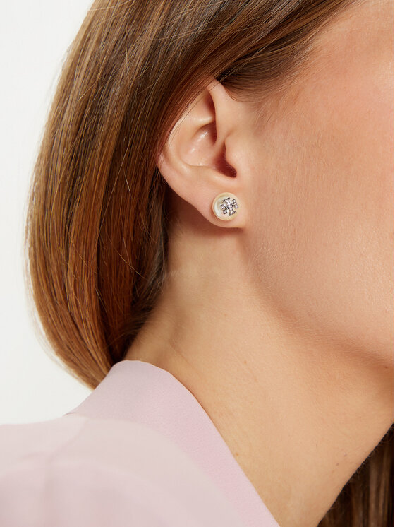 Tory Burch Náušnice Tory Burch Kira Pearl Stud 163698 Biela