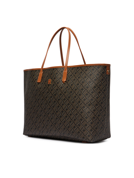 Tommy Hilfiger Soma Tommy Hilfiger Th Monoplay Maxi Tote Le AW0AW18850 Melns