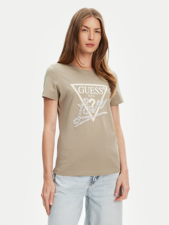 Guess Guess Футболка W5YI40 I3Z14 Зелений Regular Fit