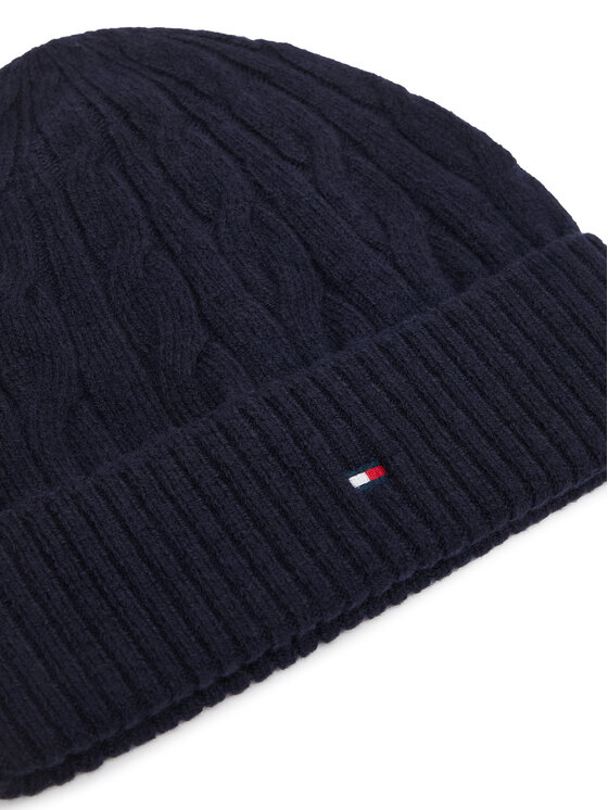 Tommy Hilfiger Mütze Tommy Hilfiger Th Flag Cable AM0AM14859 Dunkelblau
