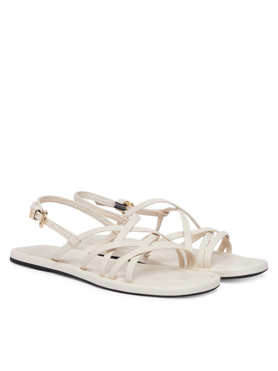 Tommy Hilfiger Sandales Tommy Hilfiger Flat Strappy FW0FW09220 Krēmkrāsas