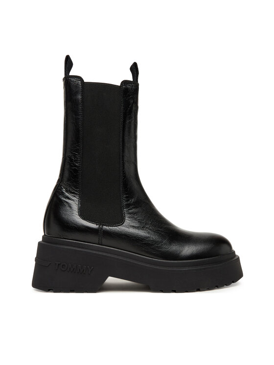 Tommy Jeans Kotníková obuv s elastickým prvkem Tommy Jeans Tjw Chunky Shiny EN0EN02888 Černá