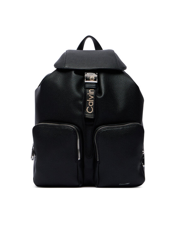 Calvin Klein Ruksak Calvin Klein Weebbing Strap Flap Backpack LV04F3645G Crna
