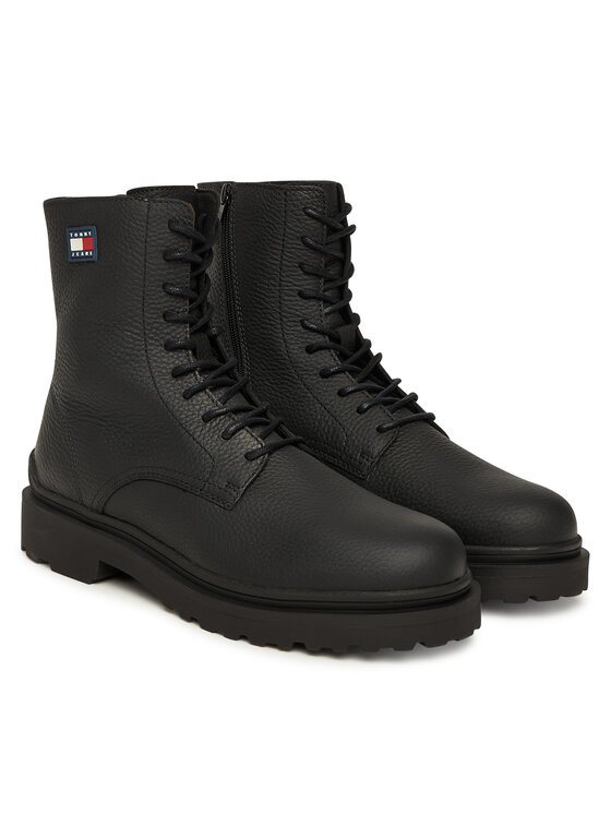 Tommy Jeans Gležnjarji Tommy Jeans Tjm Lace Up Tumbled High EM0EM01631 Črna