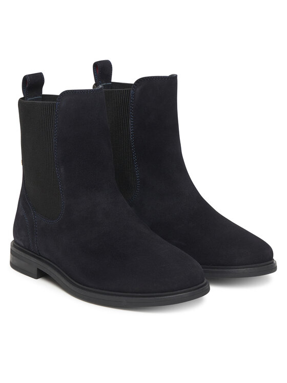 Tommy Hilfiger Kotníková obuv s elastickým prvkem Tommy Hilfiger Flag Boot FW0FW08780 Tmavomodrá