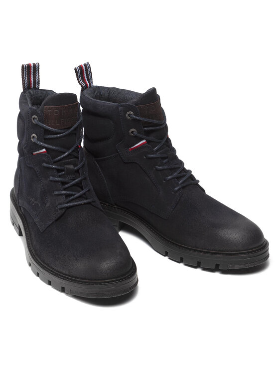 Tommy Hilfiger Zimske čizme Tommy Hilfiger Elevated Padded Suede Boot FM0FM03778 Tamnoplava