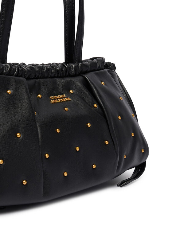 Tommy Hilfiger Táska Tommy Hilfiger Soft Leather Shoulder Bag Studs AW0AW19338 Fekete