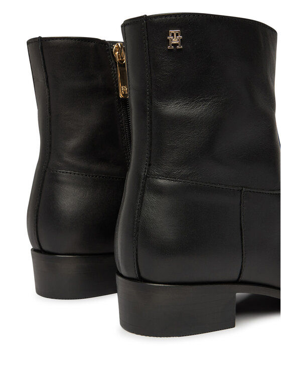 Tommy Hilfiger Polokozačky Tommy Hilfiger Leather Ankle Boot W Zip FW0FW09921 Černá