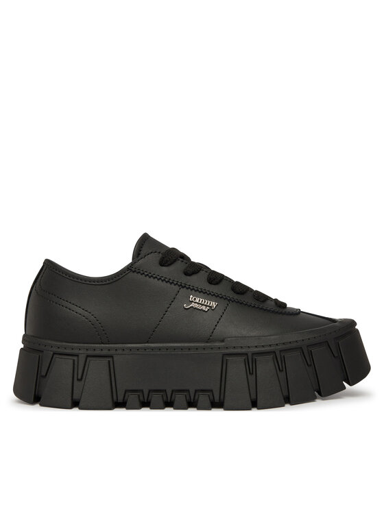 Tommy Jeans Laisvalaikio batai Tommy Jeans Tjw Platform Sneaker Leather Lc EN0EN03165 Juoda