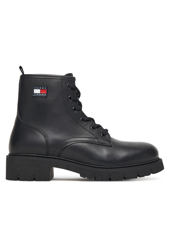 Tommy Jeans Bakancs Tommy Jeans Tjw Lace Up Leather Boot EN0EN02824 Fekete