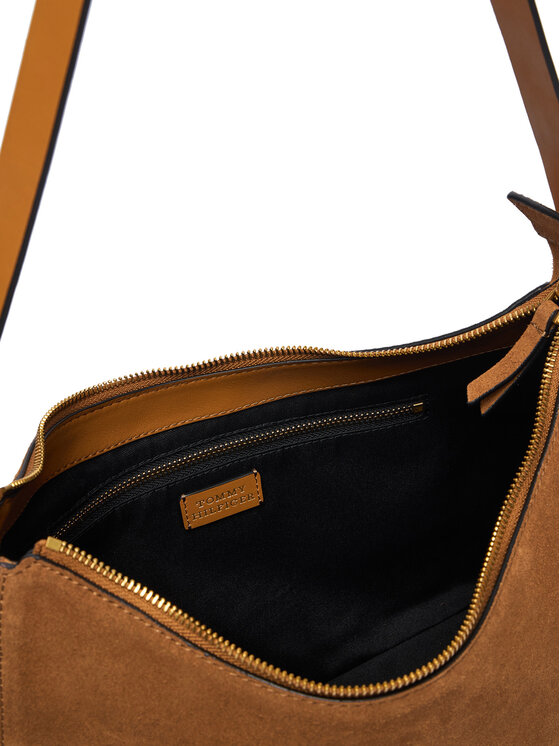 Tommy Hilfiger Soma Tommy Hilfiger Th Statement Shoulder Bag Suede AW0AW18824 Brūns