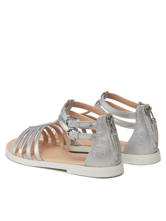Geox Sandále Geox J Sandal Karly Girl J7235D 0QDAJ C1007 D Strieborná