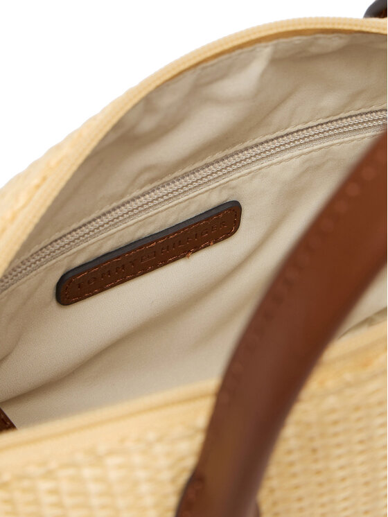 Tommy Hilfiger Borsetta Tommy Hilfiger Popette Mini Tote Raffia AW0AW18523 Beige