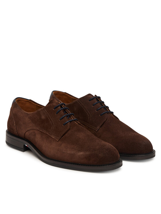 Tommy Hilfiger Pantofi Tommy Hilfiger Corporate Dressy Suede Shoe FM0FM05969 Maro închis