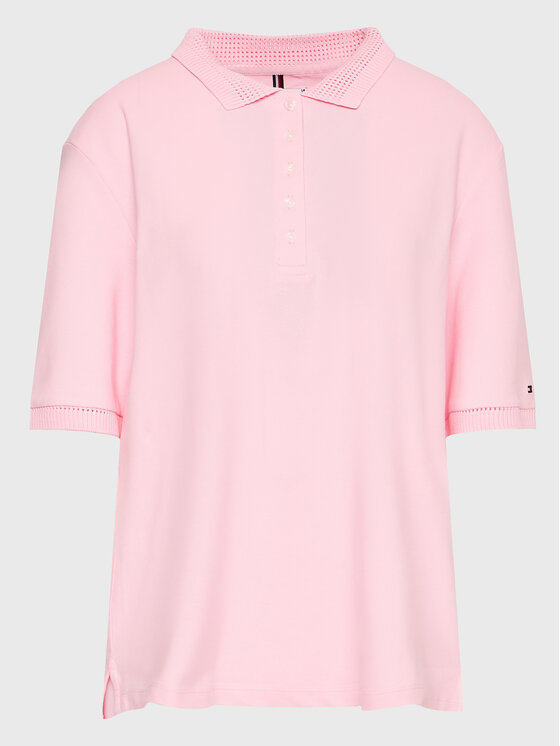 Tommy Hilfiger Tommy Hilfiger Polo Openwork WW0WW37901 Ružičasta Regular Fit