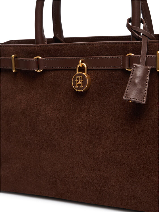 Tommy Hilfiger Τσάντα Tommy Hilfiger American Icon Tote Suede AW0AW19216 Καφέ