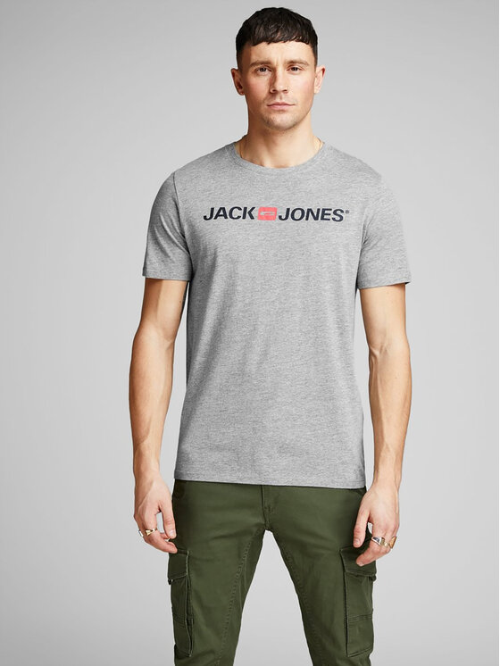 Jack & Jones Jack & Jones Marškinėliai Corp Logo 12137126 Pilka Slim Fit
