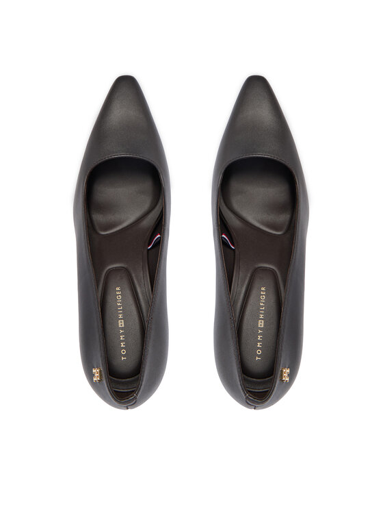 Tommy Hilfiger Обувки на ток Tommy Hilfiger Th Logo Lth Pump Slanted Hl FW0FW09008 Черен