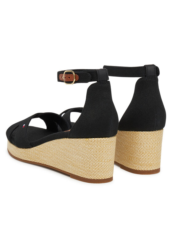Tommy Hilfiger Espadrillas Tommy Hilfiger Flag Criss-Cros Mid Wedge Espad FW0FW08481 Nero