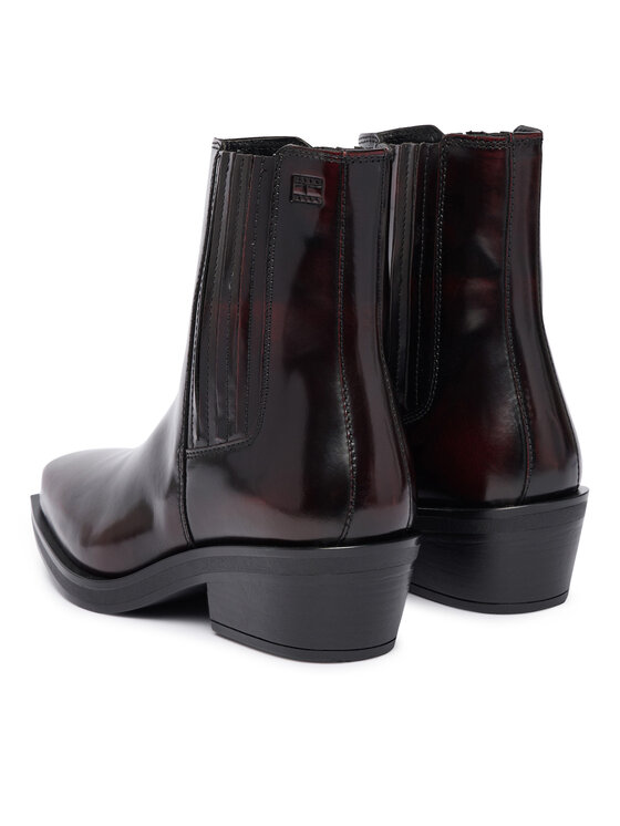 Tommy Jeans Chelsea Tommy Jeans Tjw Brushed Leather Cowboy Boots EN0EN03077 Marrone scuro