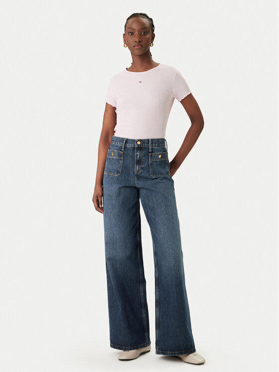 Tommy Jeans Tommy Jeans Camiseta Smock Seersucker DW0DW22219 Rosa Slim Fit