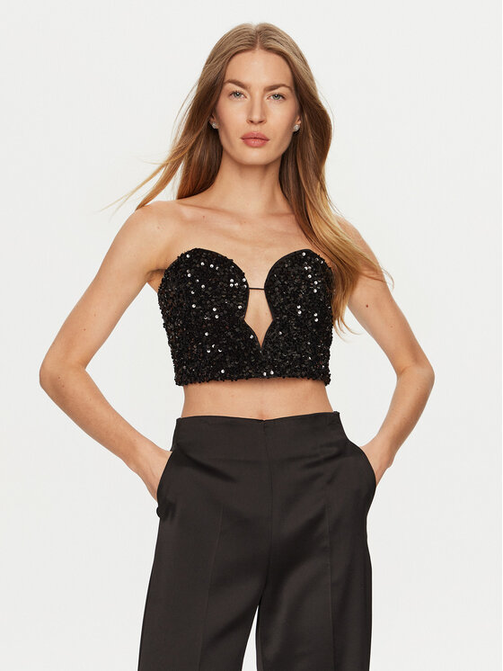 Bardot Bardot Топ Eleni 59112TB2 Чорний Slim Fit