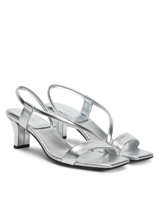 Calvin Klein Σανδάλια Calvin Klein Heel Sandal 50 Squared Metallic HW0HW02560 Ασημί
