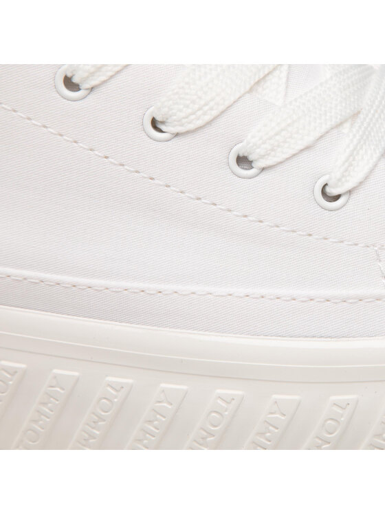 Tommy Hilfiger Tenisówki Tommy Hilfiger Shiny Flatform Vulc Sneaker FW0FW05536 Biały