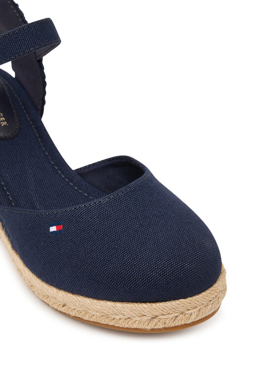 Tommy Hilfiger Espadryle Tommy Hilfiger Mid Wedge Espad Closed Toe FW0FW09233 Granatowy