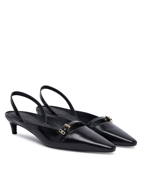 Tommy Hilfiger Pantofi pumps Tommy Hilfiger Th Buckle Kitten Slingback Pump FW0FW09384 Negru