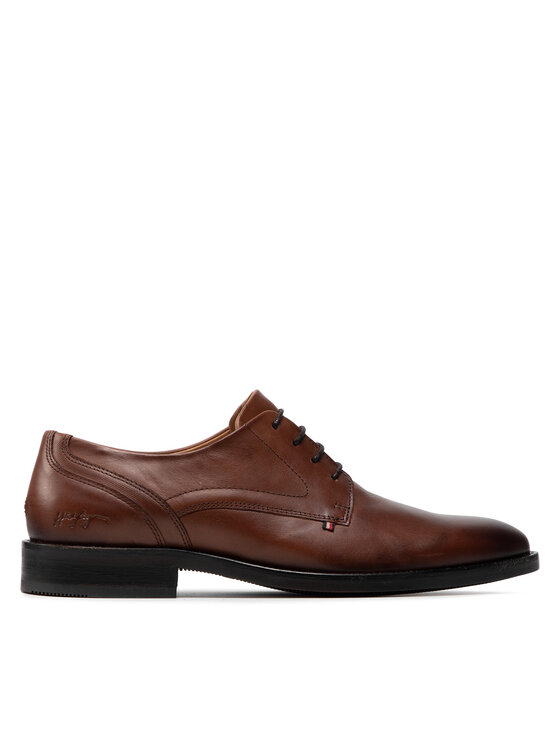 Tommy Hilfiger Félcipő Tommy Hilfiger Sugnature Hilfiger Leather Shoe FM0FM03929 Barna