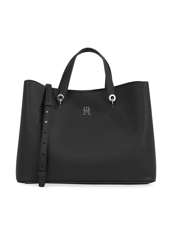 Tommy Hilfiger Torbica Tommy Hilfiger Th Emblem Satchel AW0AW15177 Crna