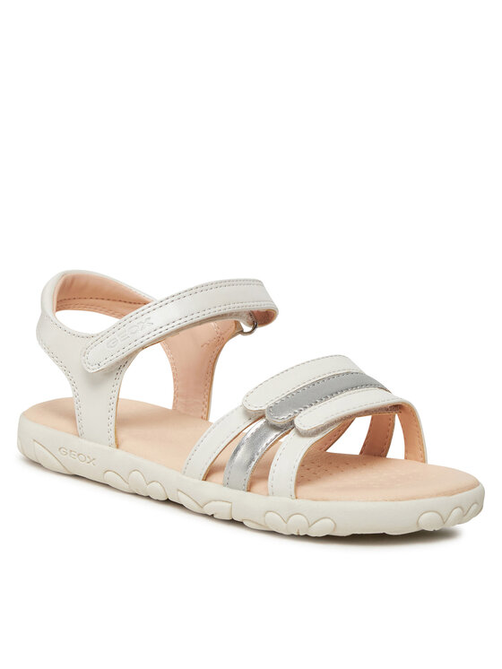 Geox Basutės Geox J Sandal Haiti Girl J458ZD 000NF C0459 D Balta