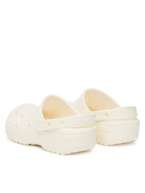 Crocs Klapki Crocs Classic Floral Cut-Out Clog 210927 Écru