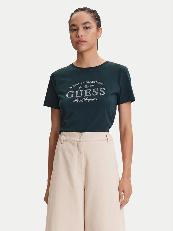 Guess Guess Футболка V5YI13 J1314 Зелений Regular Fit