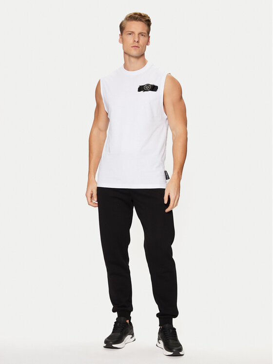 Plein Sport Plein Sport Camiseta sin mangas AADC MTK7158 SJY001N Blanco Regular Fit