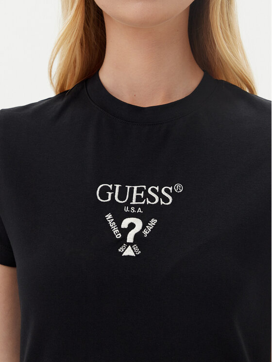 Guess Guess Футболка V4YI21 KCDH1 Чорний Slim Fit