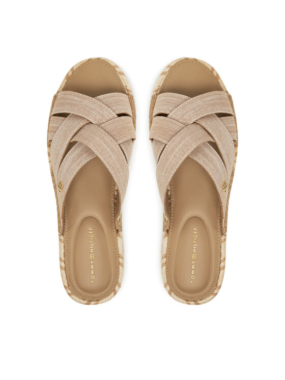 Tommy Hilfiger Espadryle Tommy Hilfiger Chambray Espadrille Mule FW0FW08501 Beżowy