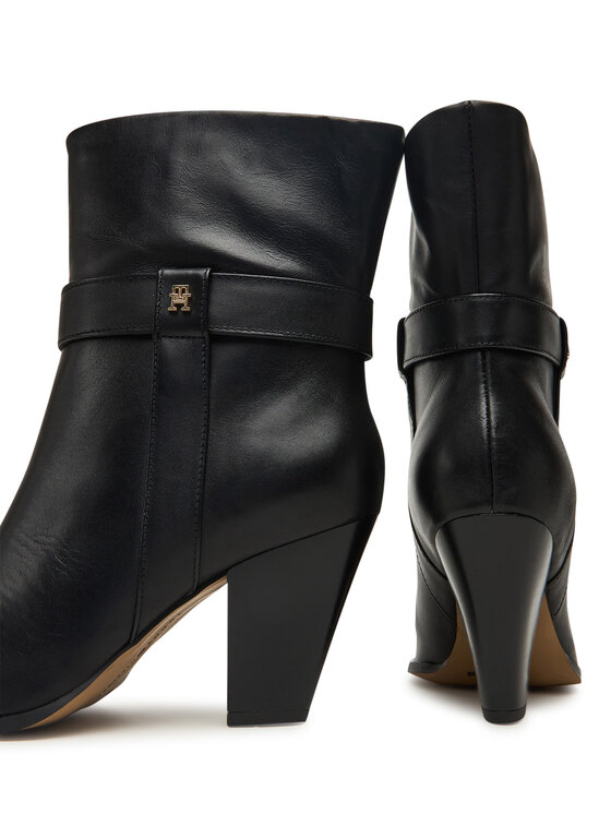 Tommy Hilfiger Bokacsizma Tommy Hilfiger Th T-Strap Leather Pointy Bootie FW0FW08984 Fekete