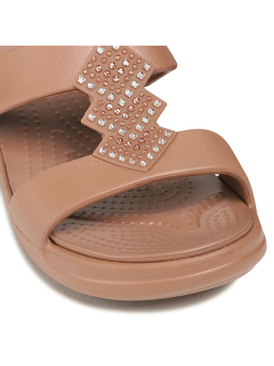 Crocs Natikači Crocs Monterey Shimmer Slip-On Wedge 207143 Rjava