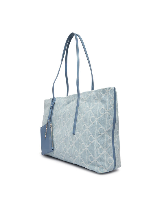 Calvin Klein Geantă Calvin Klein Emblem Aop Denim Tote W/ Pouch LV04F3428G Albastru