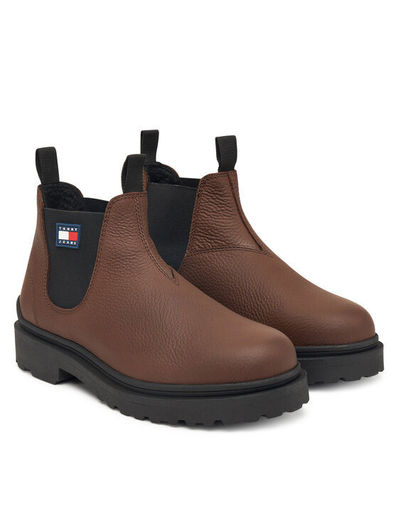 Tommy Jeans Gležnjarji Chelsea Tommy Jeans Tjm Chelsea Leather Wl EM0EM01670 Rjava