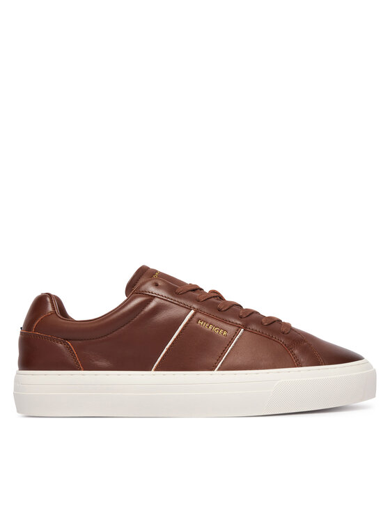 Tommy Hilfiger Laisvalaikio batai Tommy Hilfiger Dress Casual Leather Sneaker FM0FM05989 Ruda