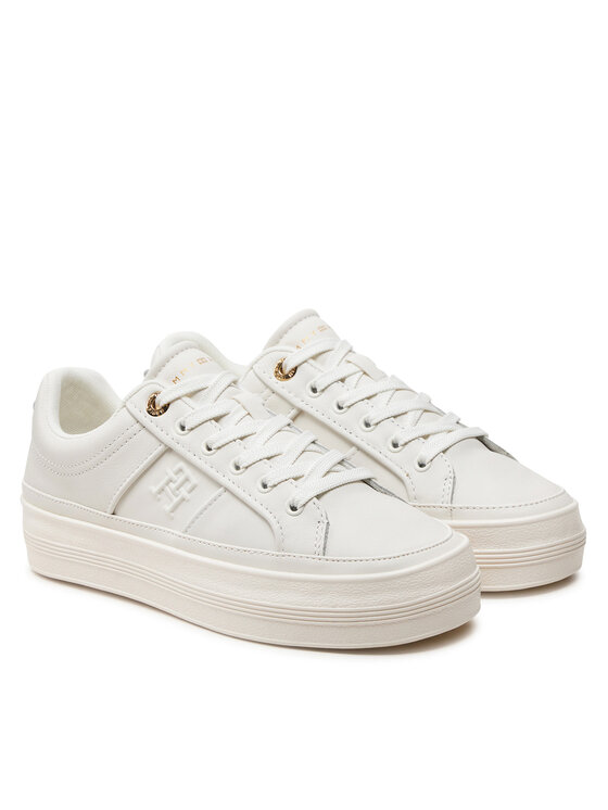 Tommy Hilfiger Sneakersy Tommy Hilfiger Essential Vulc Sneaker Monogram FW0FW07945 Écru