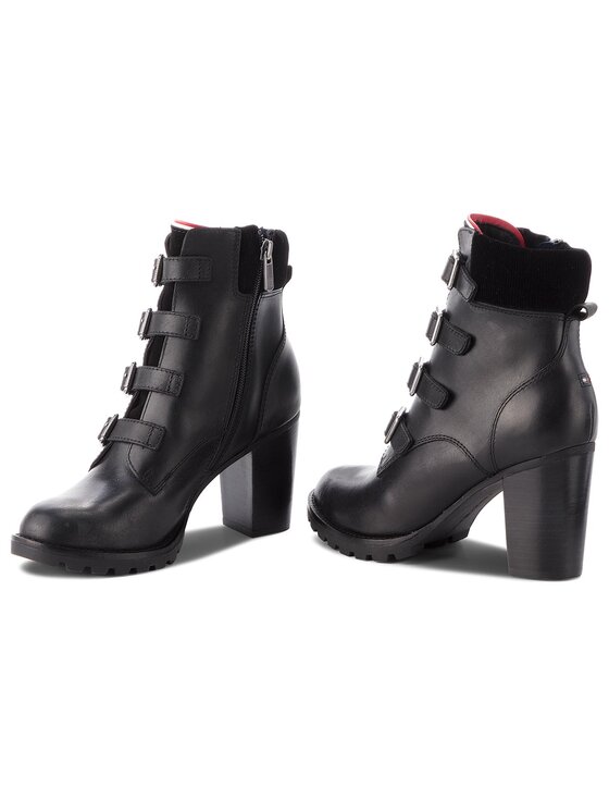 Tommy Hilfiger Īsie zābaki Tommy Hilfiger Basic Hiking Heeled FW0FW03570 Melns