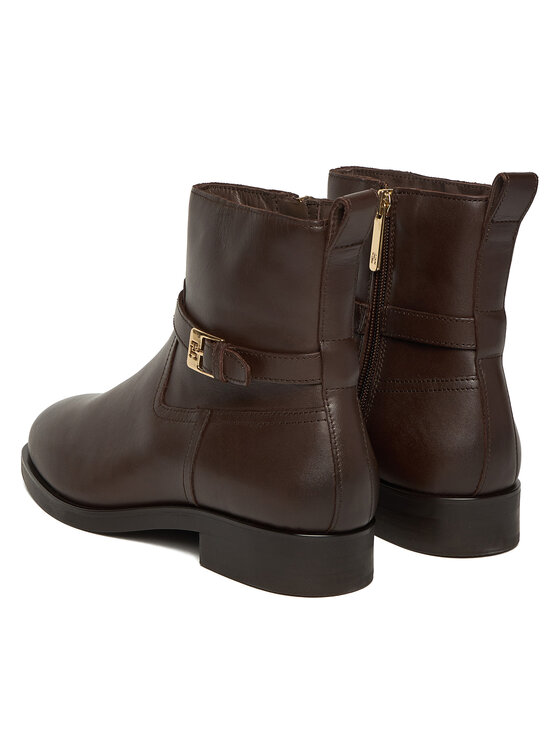 Tommy Hilfiger Polokozačky Tommy Hilfiger Th Buckle Riding Leather Bootie FW0FW08781 Hnědá