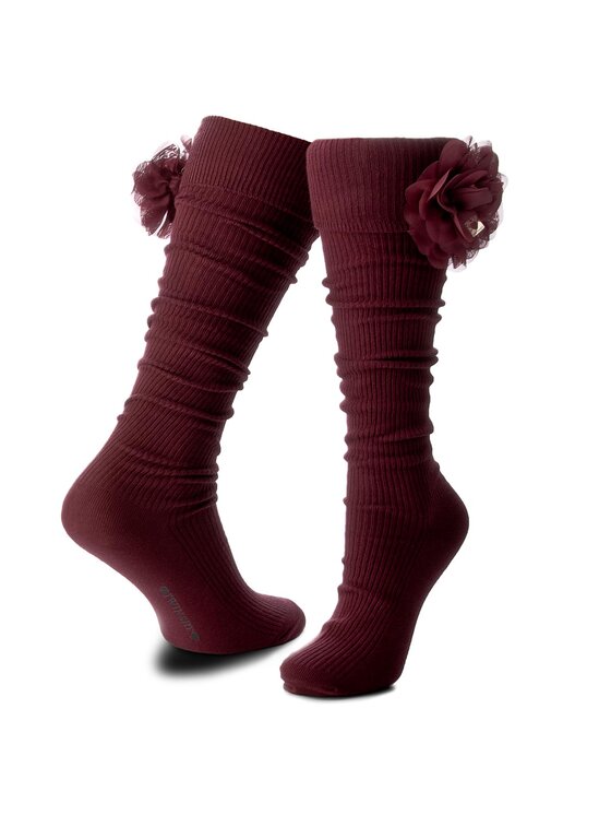 TWINSET Calcetines por encima de la rodilla para mujer TWINSET Parigina OA7TZ5 Guinda/burdeos