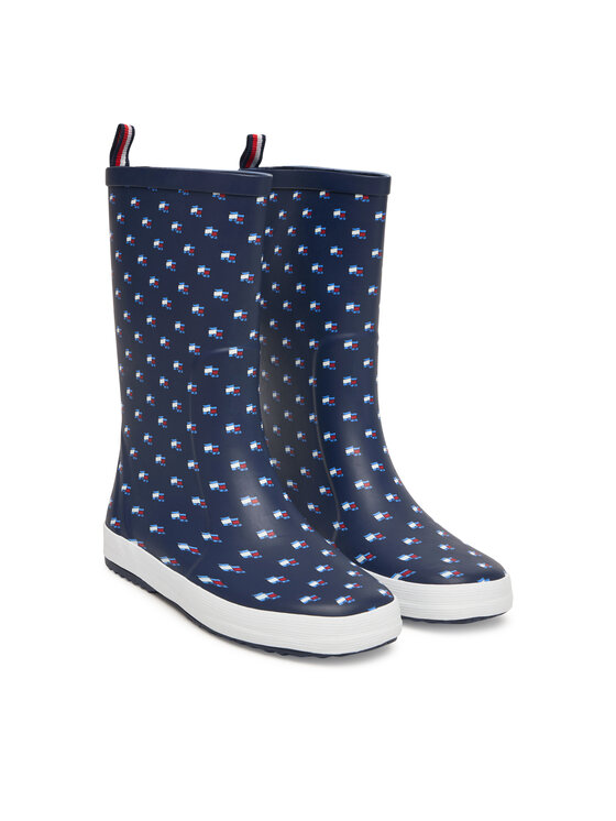 Tommy Hilfiger Gumáky Tommy Hilfiger Rain Boot T3XC-33922-1846 D Tmavomodrá