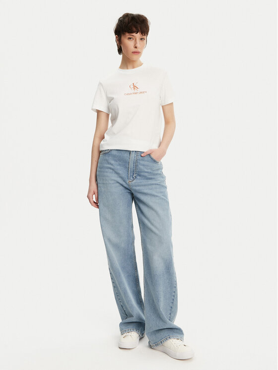 Calvin Klein Jeans Calvin Klein Jeans Póló Shadow Graphic J20J225545 Fehér Regular Fit